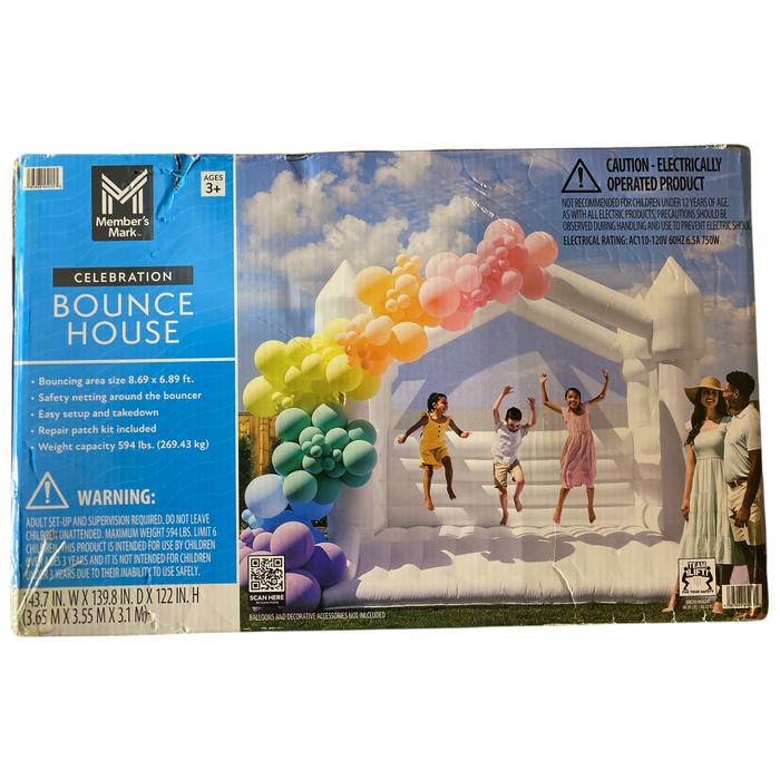 Member's Mark Quick Inflate Celebration White Bounce House with Carry Bag