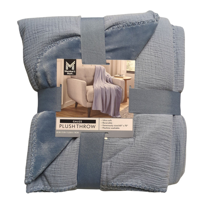 Member's Mark Reversible Cozy Gauze Plush Throw, 60" x 70"