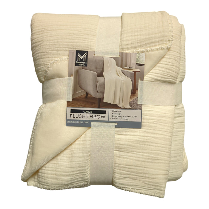 Member's Mark Reversible Cozy Gauze Plush Throw, 60" x 70"