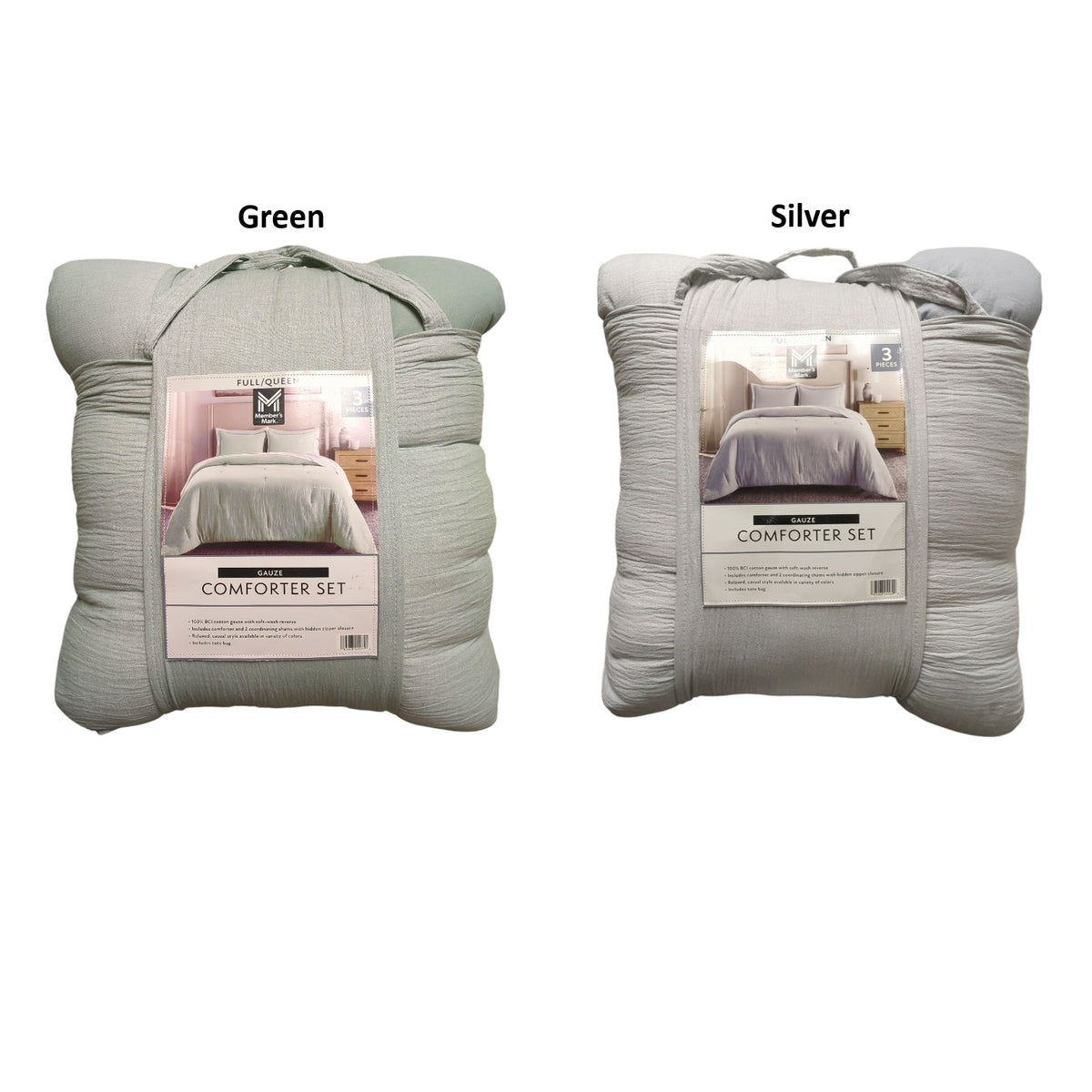 Member's Mark 3-Piece Cotton Gauze with Solid Reverse Comforter Set, F ...