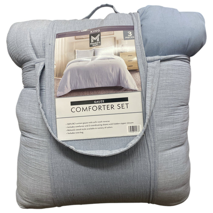 Member's Mark 3-Piece Solid Cotton Gauze Comforter Set, King