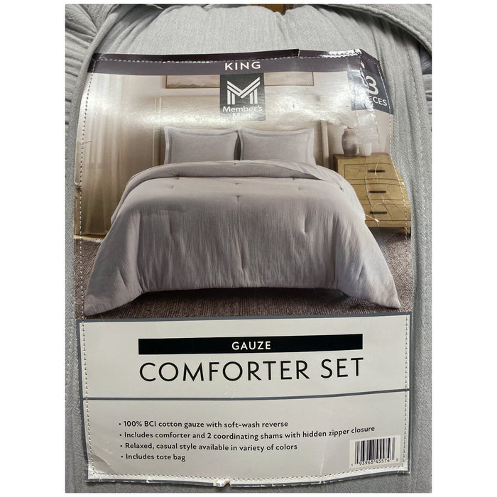 Member's Mark 3-Piece Solid Cotton Gauze Comforter Set, King