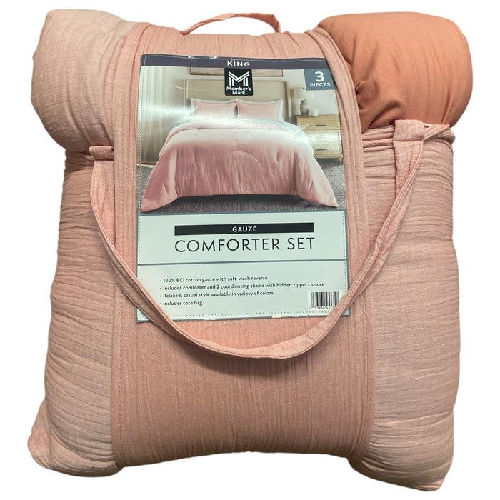 Member's Mark 3-Piece Solid Cotton Gauze Comforter Set, King