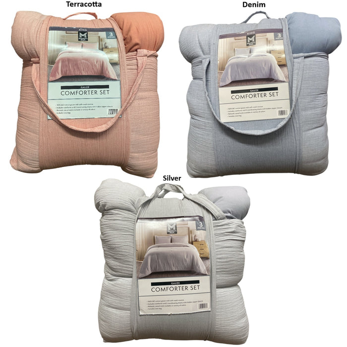 Member's Mark 3-Piece Solid Cotton Gauze Comforter Set, King