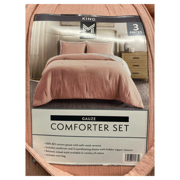 Member's Mark 3-Piece Solid Cotton Gauze Comforter Set, King