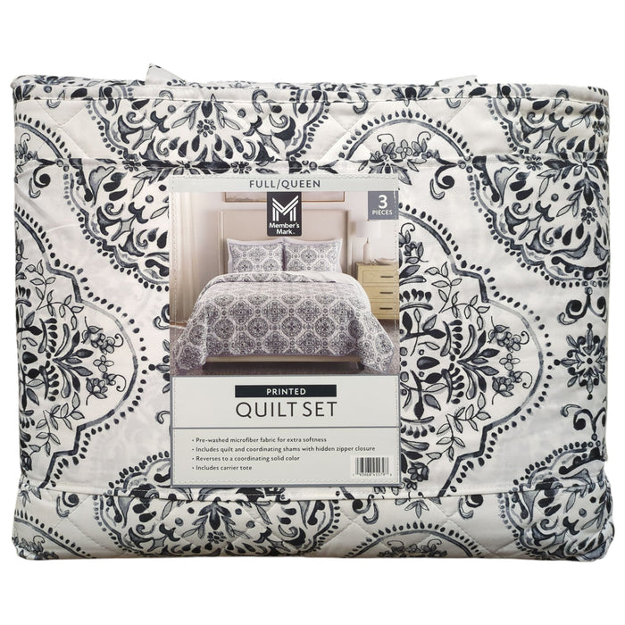 Member's Mark 3-Piece Soft Wash Microfiber Printed Quilt Sets, Full/Queen