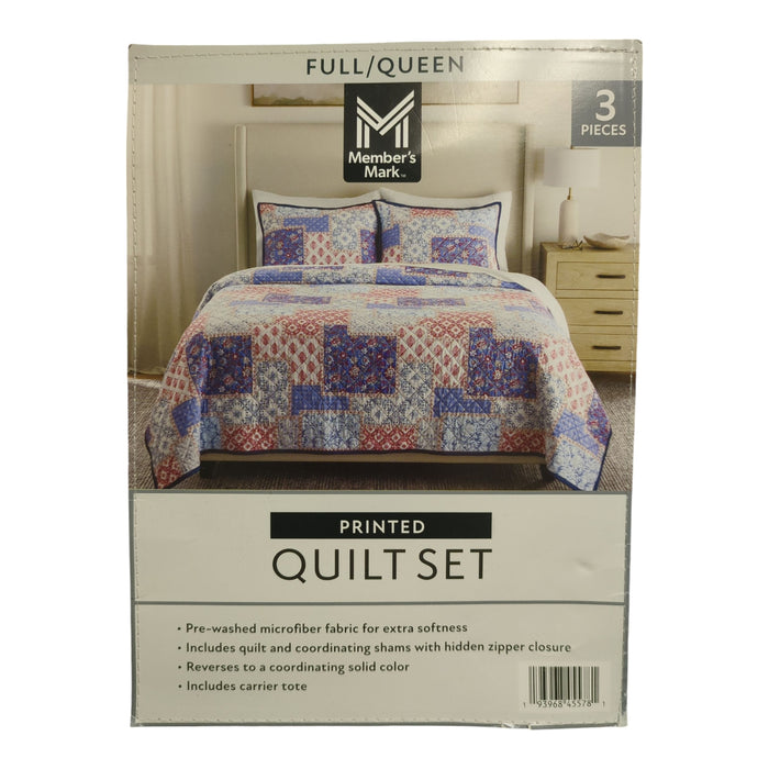 Member's Mark 3-Piece Soft Wash Microfiber Printed Quilt Sets, Full/Queen