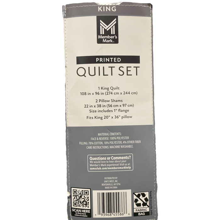 Member's Mark 3-Piece Soft Wash Microfiber Printed Quilt Sets, King