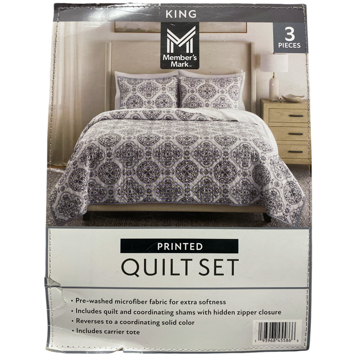 Member's Mark 3-Piece Soft Wash Microfiber Printed Quilt Sets, King