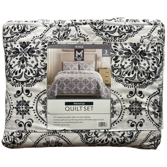 Member's Mark 3-Piece Soft Wash Microfiber Printed Quilt Sets, King