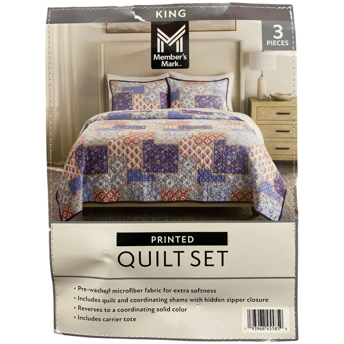 Member's Mark 3-Piece Soft Wash Microfiber Printed Quilt Sets, King