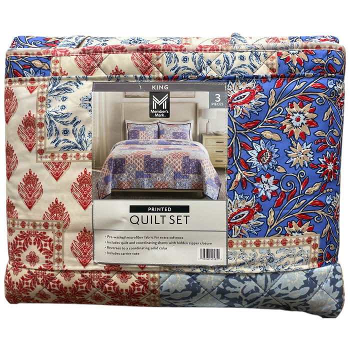 Member's Mark 3-Piece Soft Wash Microfiber Printed Quilt Sets, King