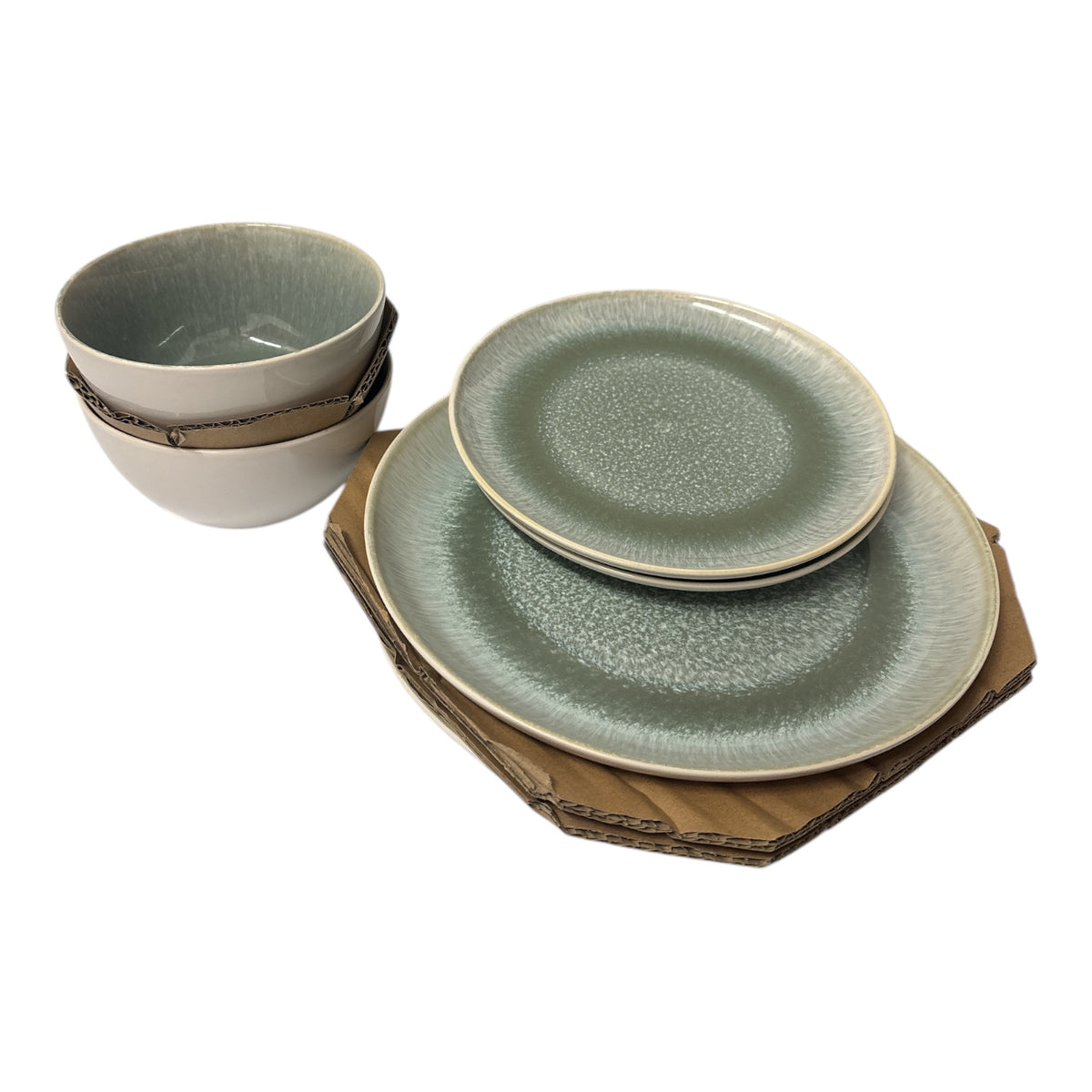 Member's Mark 12-Piece Artisan Crafted Dinnerware Set, Green ...