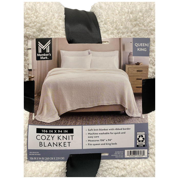 Member's Mark Solid Super Soft & Cozy Knit Blanket, 106" x 94"