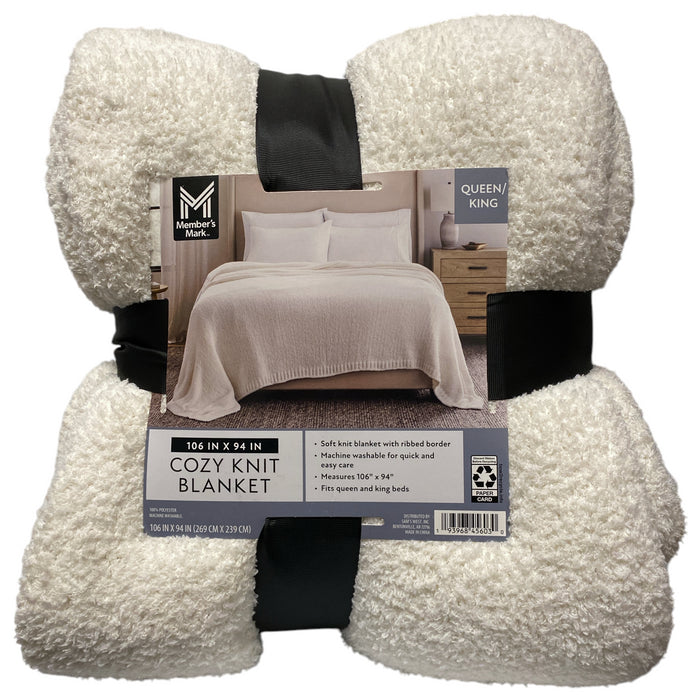 Member's Mark Solid Super Soft & Cozy Knit Blanket, 106" x 94"