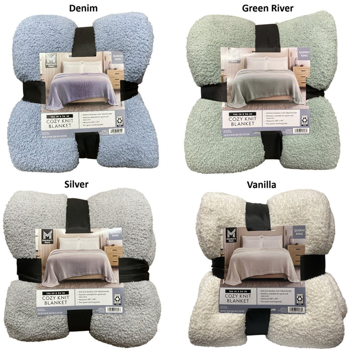 Member's Mark Solid Super Soft & Cozy Knit Blanket, 106" x 94"
