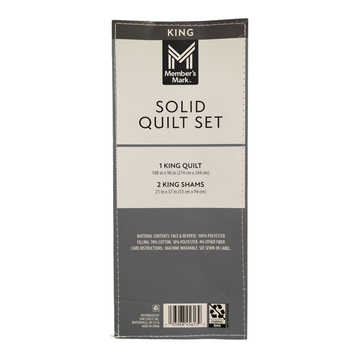 Member’s Mark Solid Diamond Quilt & Pillow Sham Set, 3-Piece, King