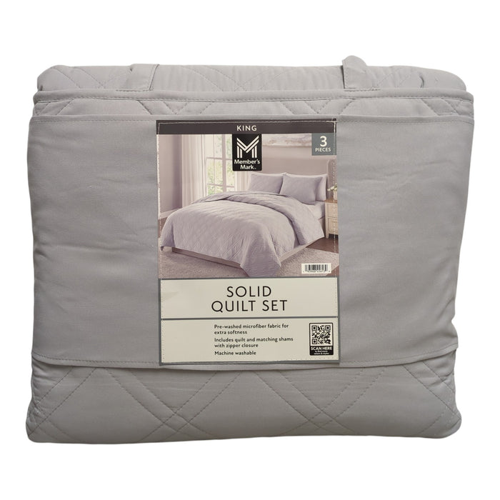 Member’s Mark Solid Diamond Quilt & Pillow Sham Set, 3-Piece, King