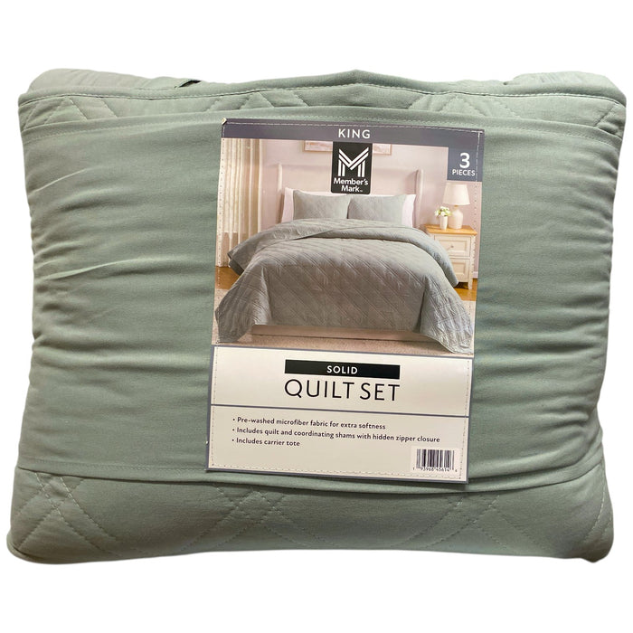 Member's Mark 3-Piece Solid Diamond Quilt Set, King