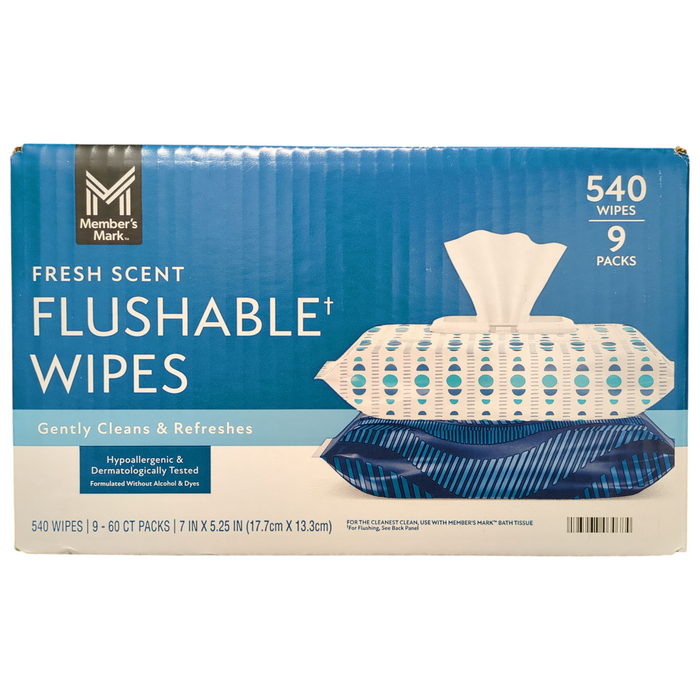 Member's Mark Flushable Wipes, Fresh Scent, 540 ct