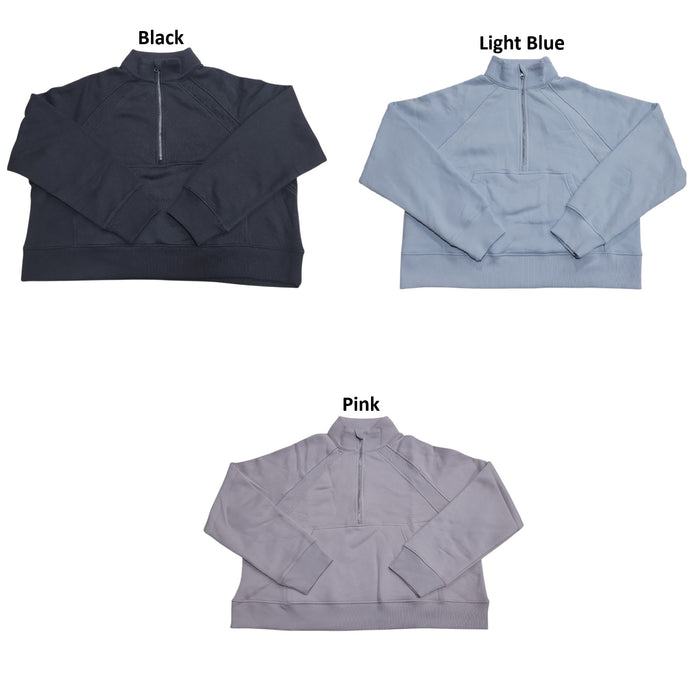 Member's Mark Women's Relaxed Cropped Fleece Half-Zip Pullover