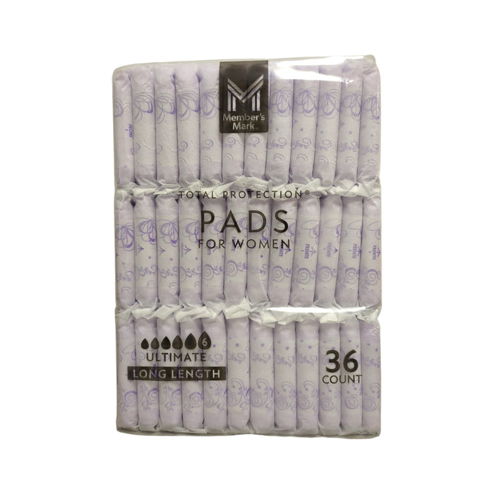 Member's Mark Total Protection Pads for Women, Ultimate Long, 6 Drop, 144 ct