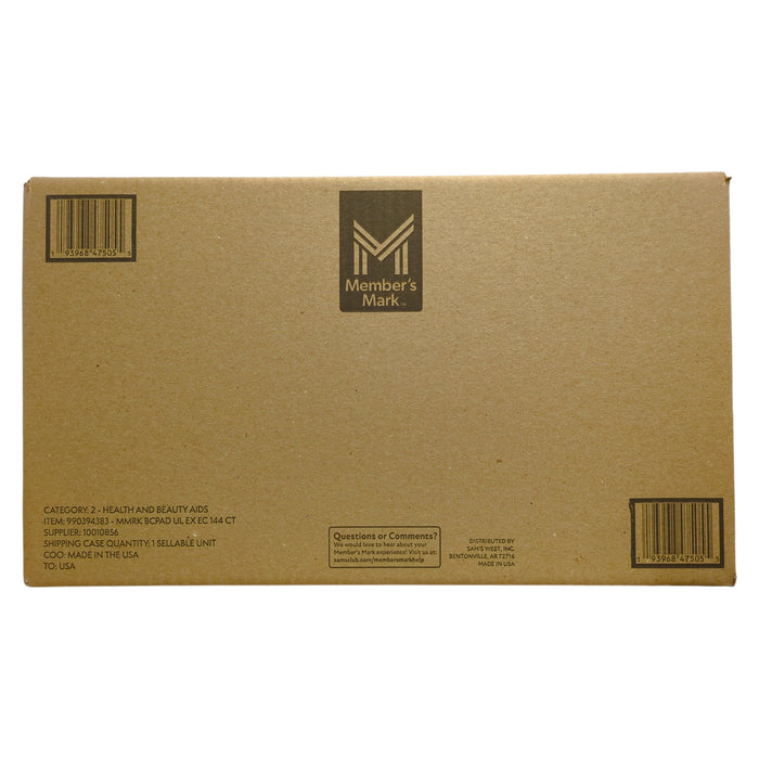 Member's Mark Total Protection Pads for Women, Ultimate Long, 6 Drop, 144 ct