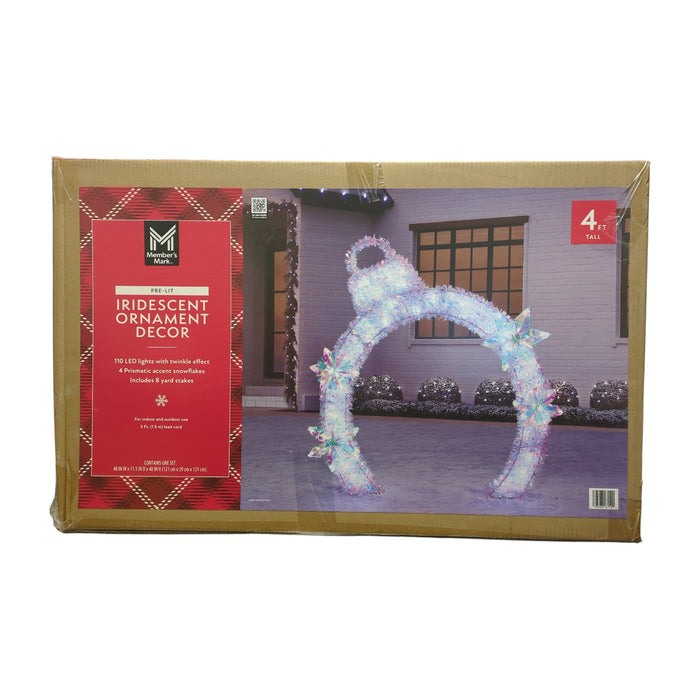 Member's Mark 110 Cool White LED Pre-Lit Iridescent Ornament Arch, 4ft
