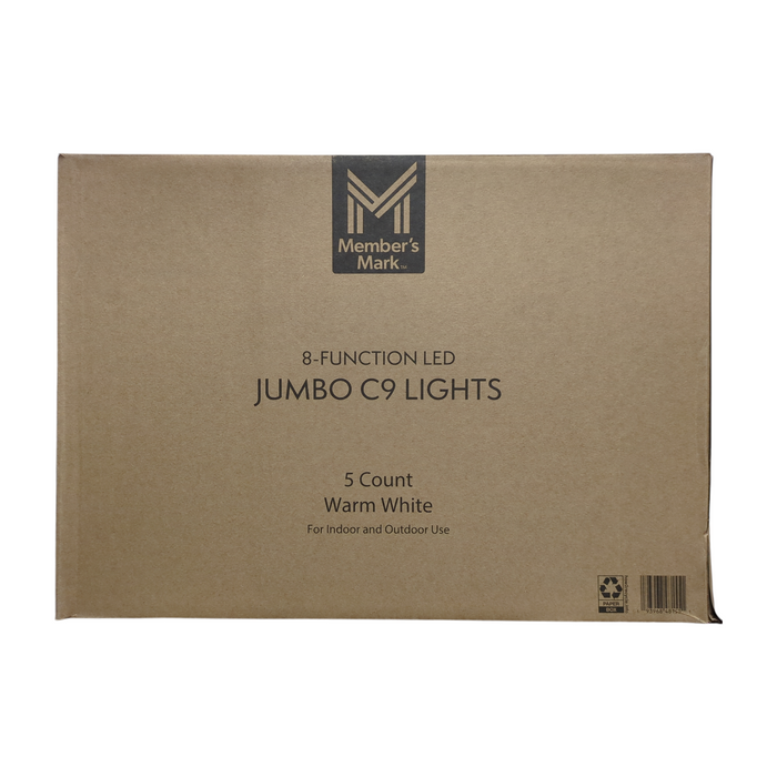 Member's Mark 8 Function Jumbo LED C9 Lights, 5ct, Warm White