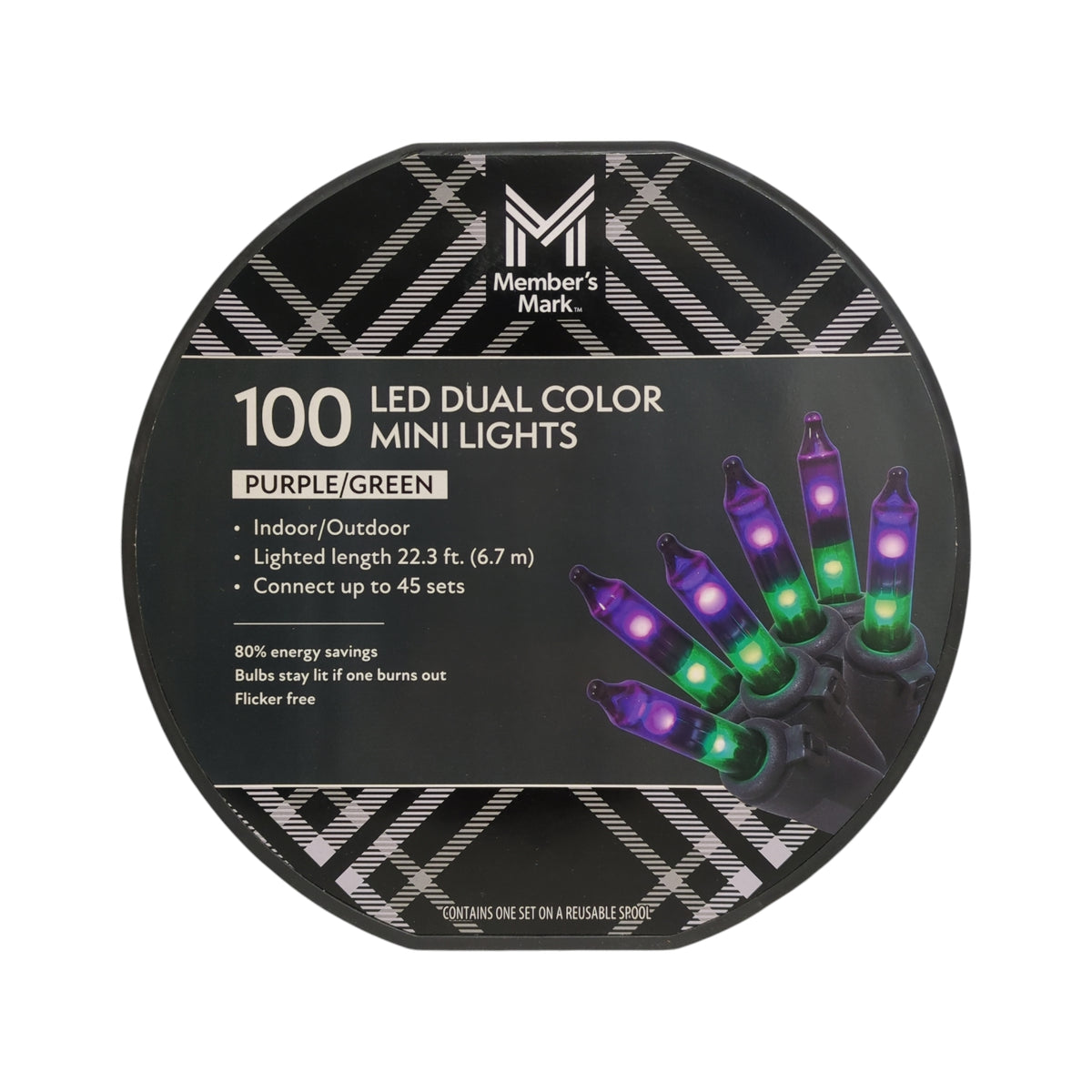 Member's Mark 100ct Dual Color Mini LED Lights, 22.3' Length, Purple/G ...