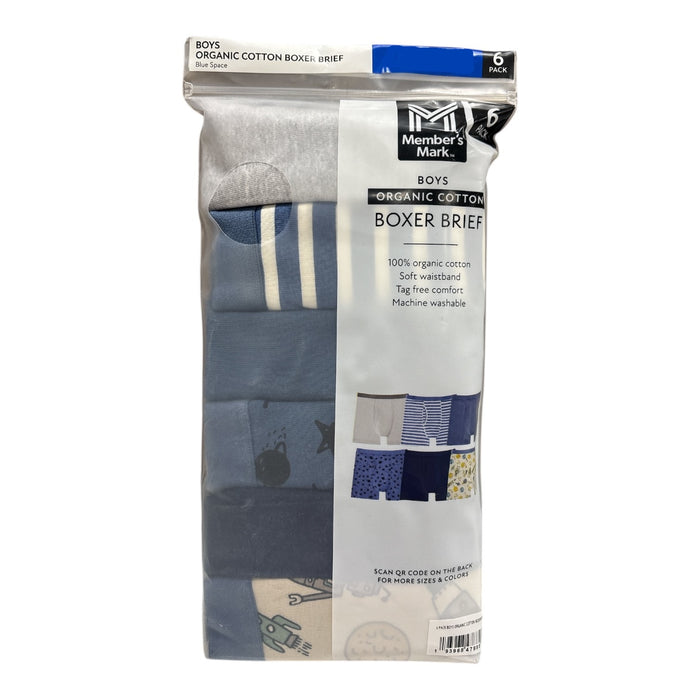Member's Mark Boys Soft Waistband Organic Cotton Boxer Briefs, 6 Pack
