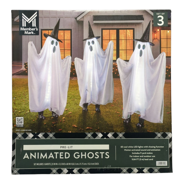 Member's Mark LED Pre-Lit Animated Ghosts, Set of 3