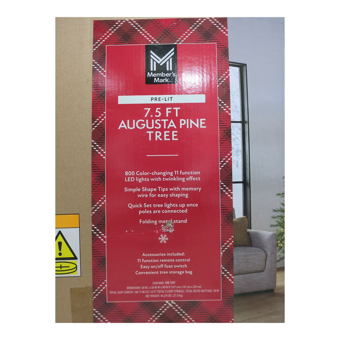 Member's Mark 800 LED Prelit Augusta Pine Christmas Tree, 7.5ft