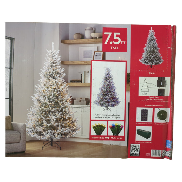 Member's Mark Color-Changing LED Pre-Lit Snowy Georgia Christmas Tree, 7.5ft