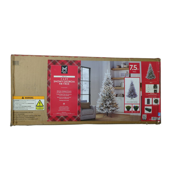 Member's Mark Color-Changing LED Pre-Lit Snowy Georgia Christmas Tree, 7.5ft