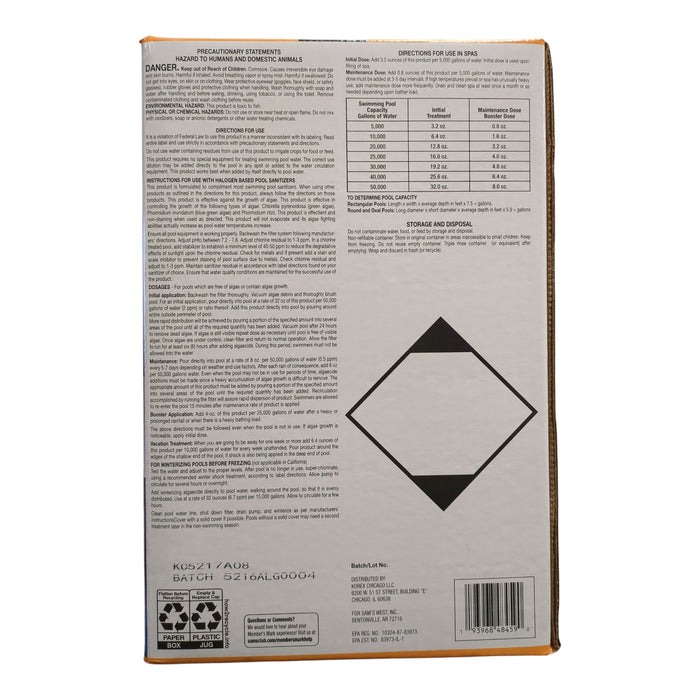 Member's Mark Algaecide 40 Step 4 For Algae & Algae Slime, 1 Gallon, 2pk