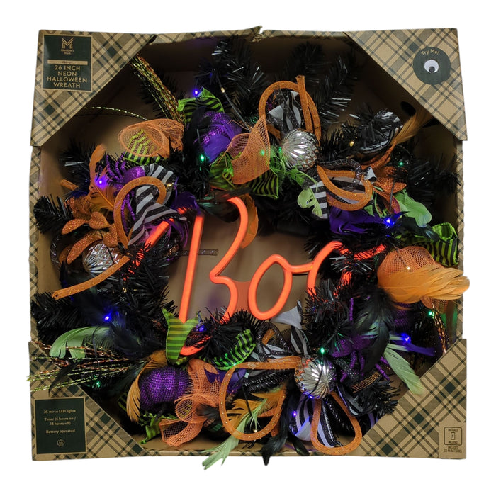 Member's Mark 26" Pre-Lit Neon Halloween BOO Wreath