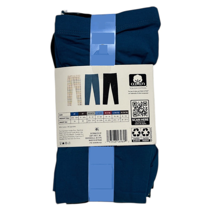 Member's Mark Girls 3-Pack Elastic Waistband Soft Cotton/Spandex Leggings