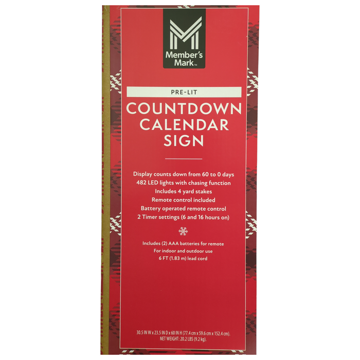 Member's Mark 5' LED Pre-Lit Santa Countdown Calendar