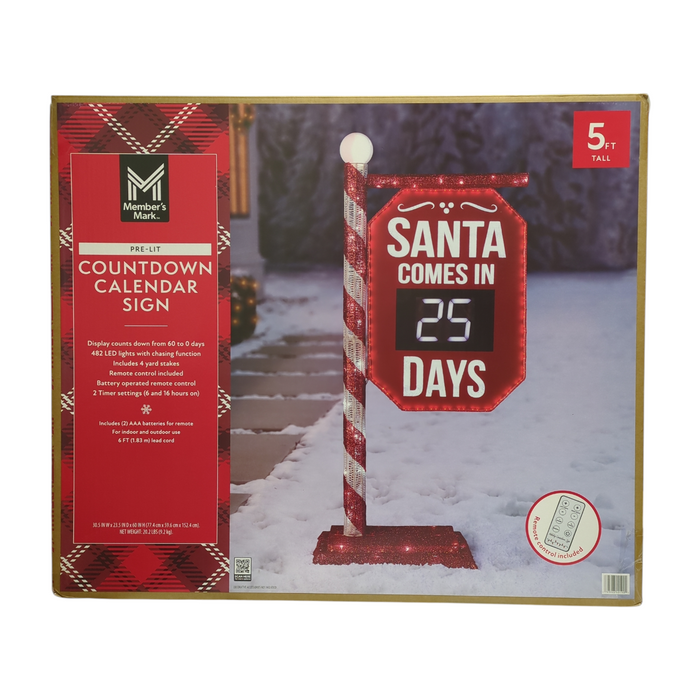 Member's Mark 5' LED Pre-Lit Santa Countdown Calendar