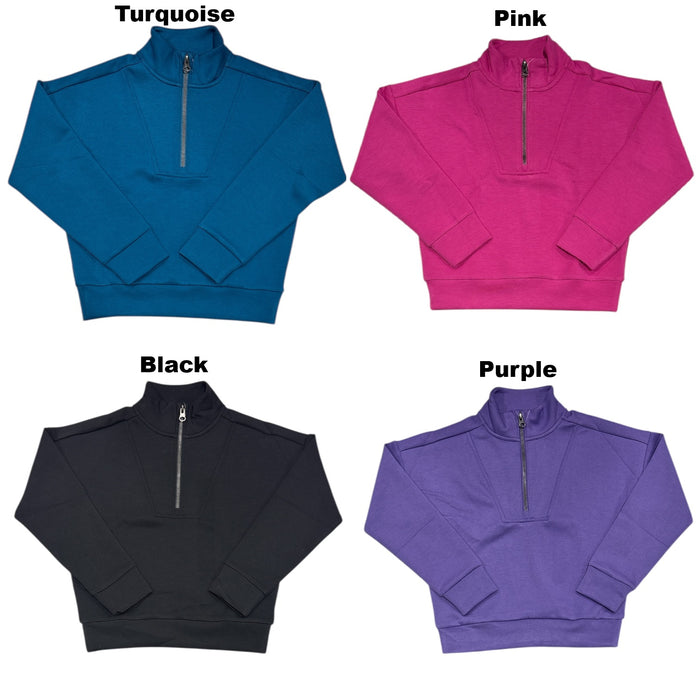 Member's Mark Girls Brushed Fabric Sandwash Quarter Zip Pullover