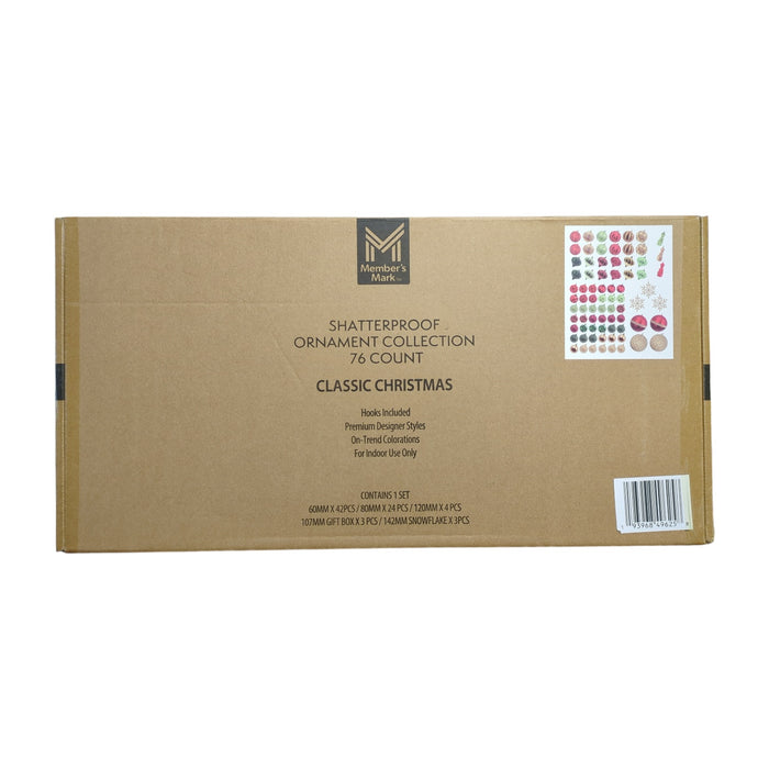Member's Mark 76-ct. Shatterproof Ornament Collection, Classic Christmas