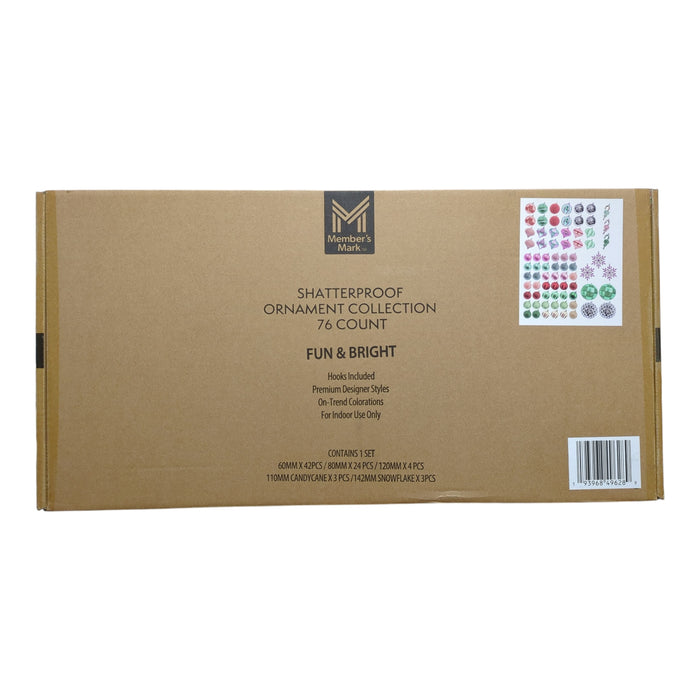 Member's Mark 76-ct. Shatterproof Ornament Collection, Fun & Bright