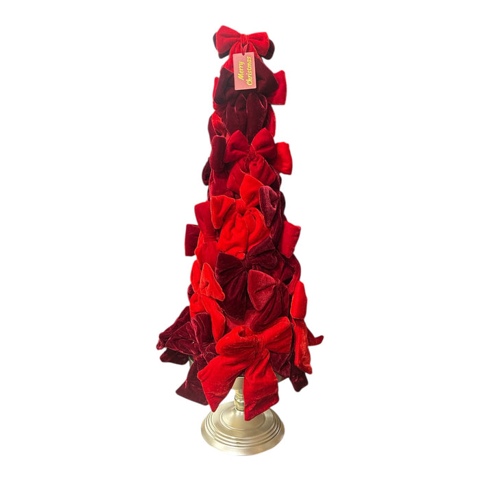 Member's Mark Holiday 32.5 In Tall Velvet Bow Tree, Silver Pedestal & Merry Tag