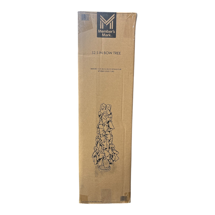Member's Mark Holiday 32.5 In Tall Velvet Bow Tree, Silver Pedestal & Merry Tag