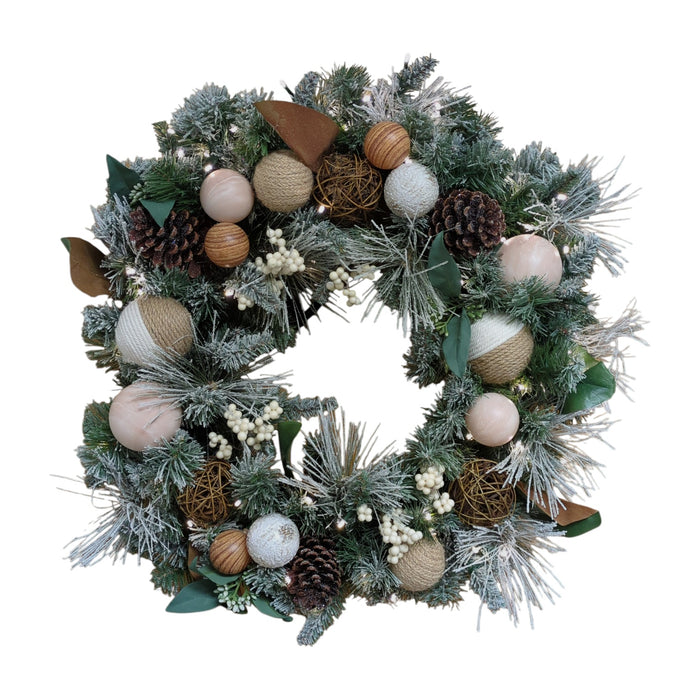 Member's Mark 70 LED Pre-Lit Decorated Evergreen Wreath, 32"