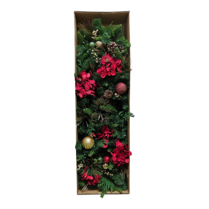 Member's Mark 140 Warm White LED Pre-Lit Decorated Garland, 9', Red
