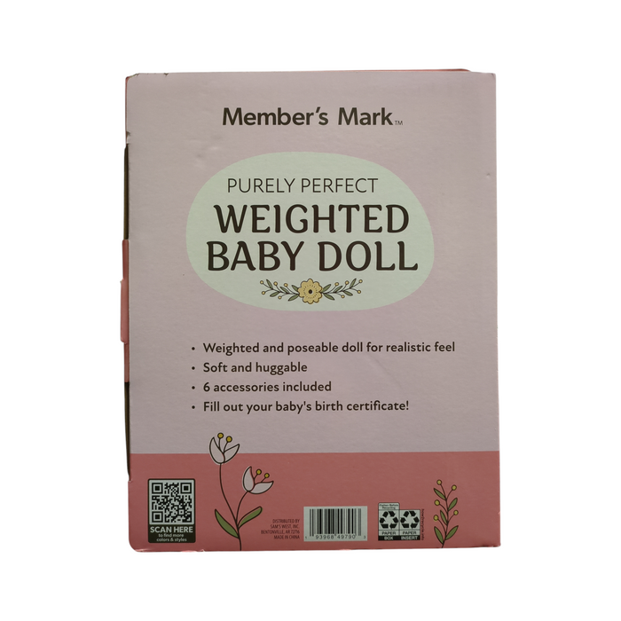 Member's Mark Purely Perfect 15.5" Soft Weighted Baby Doll, Caucasian