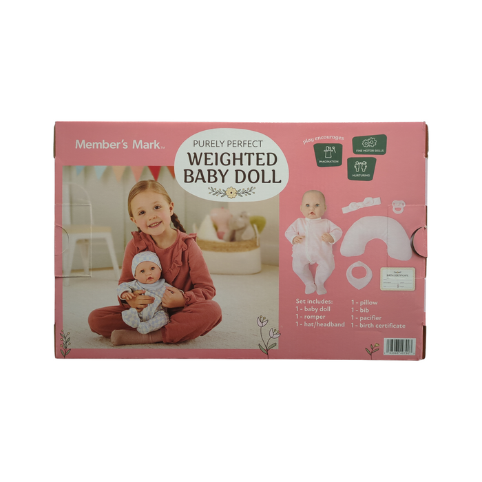 Member's Mark Purely Perfect 15.5" Soft Weighted Baby Doll, Caucasian