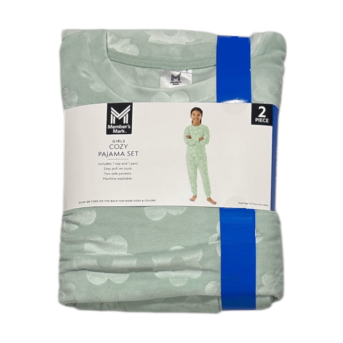 Member's Mark Girls Cozy Pajama Set, 2-Piece, Stamped Velour Design